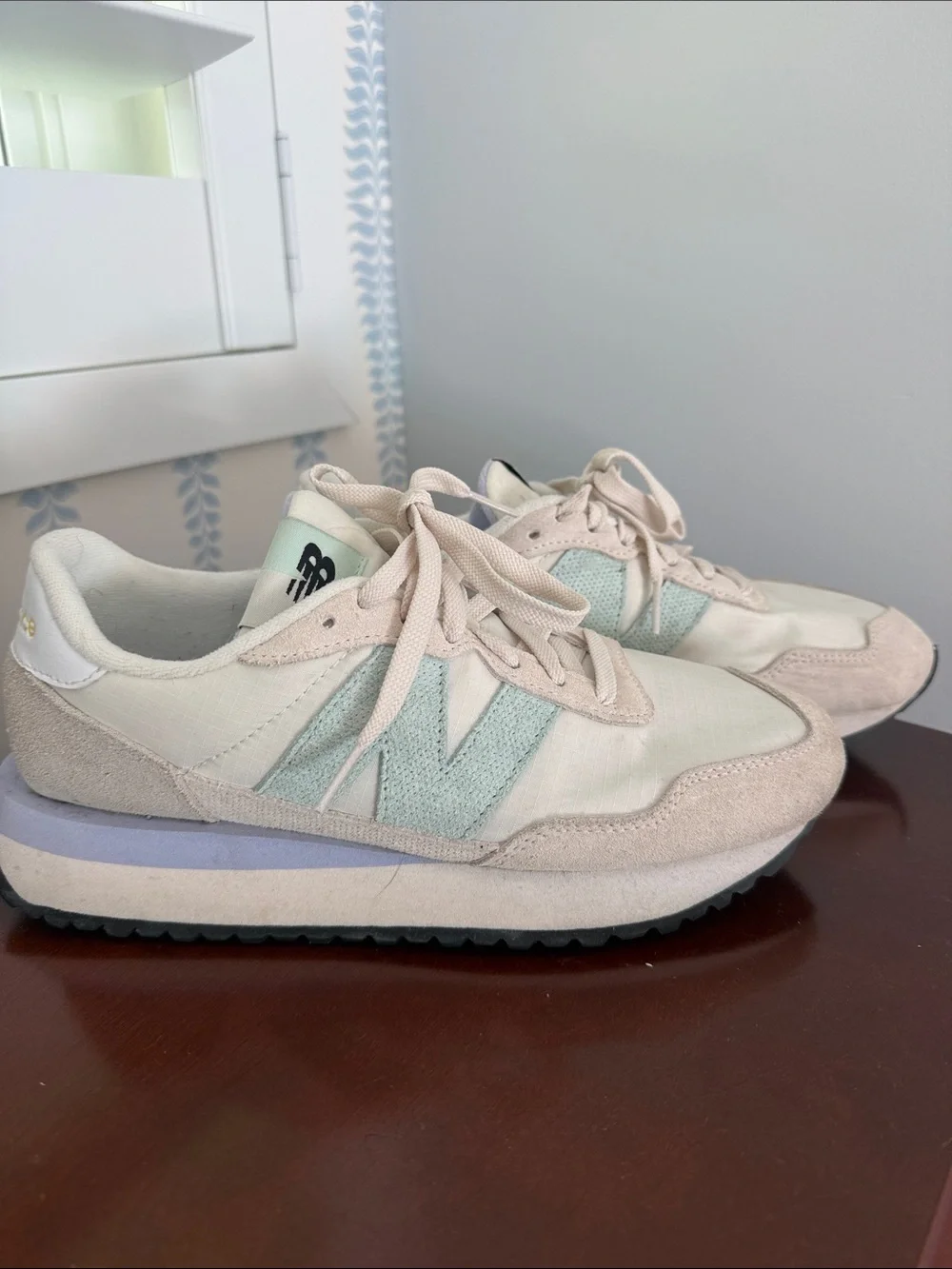 New Balance Women’s 237 Retro Sneakers in Mint and Cream